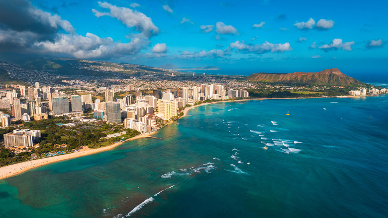 Aerial view of the Waikiki area of Honolulu