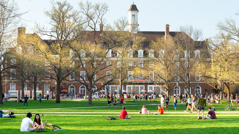 Shot of college campus in Urbana, Illinois
