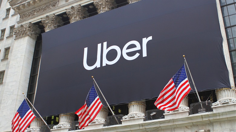 Uber signage outside NYSE
