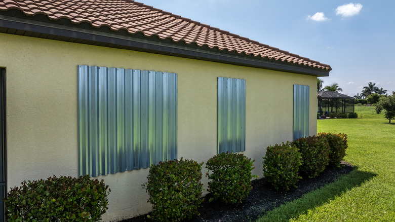 Hurricane shutters on a Florida home