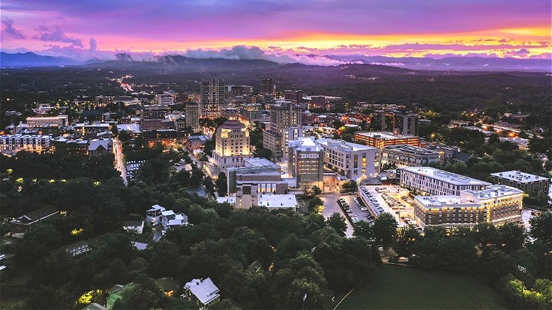 Asheville, North Carolina at dusk
