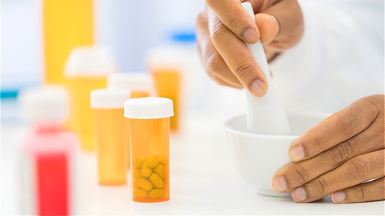 Pharmacist preparing medicine