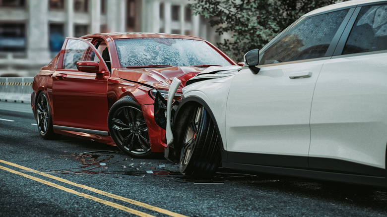 Two cars in an accident