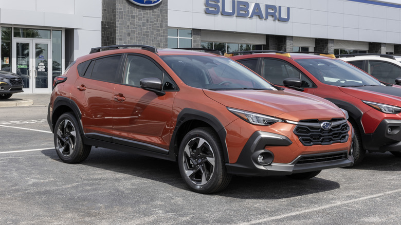 Subaru Crosstrek Limited display at a dealership.