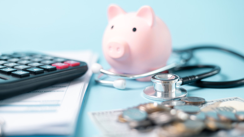 Medical equipment and a piggy bank