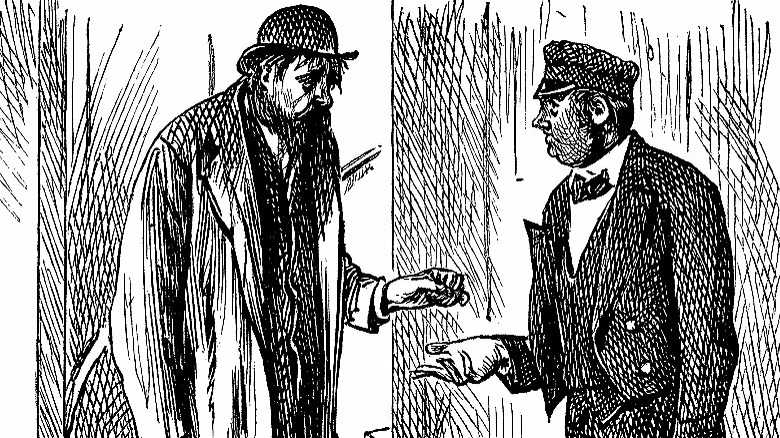 Cartoon of man tipping worker