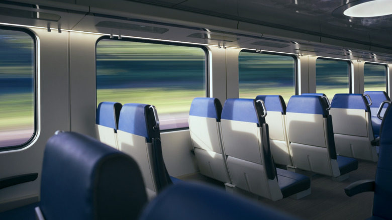 Seats inside an economy train carriage