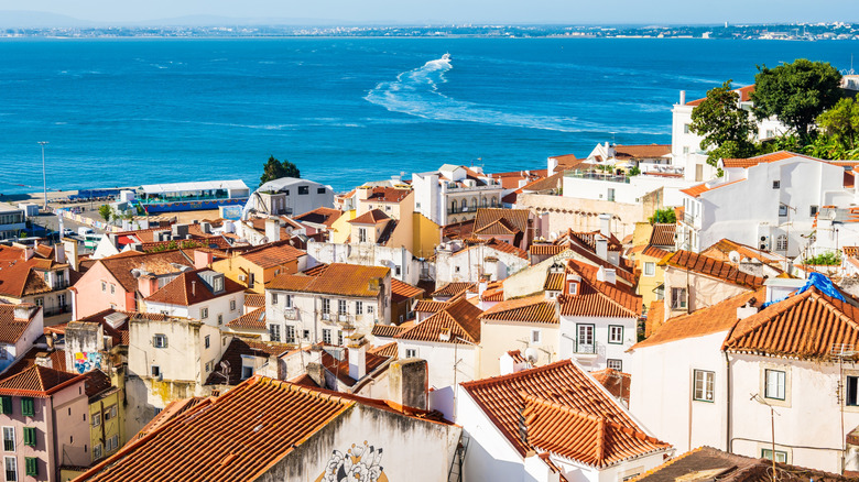 Aerial view of coastal Portuguese city