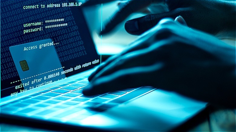 Person hacking into credit card