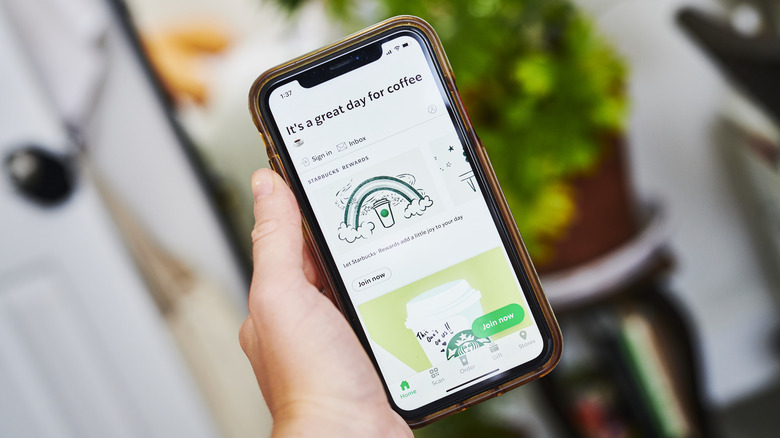 smartphone displaying Starbucks app