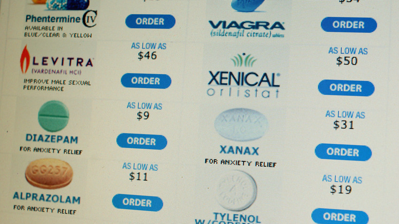 An order list of prescription drugs on a computer screen