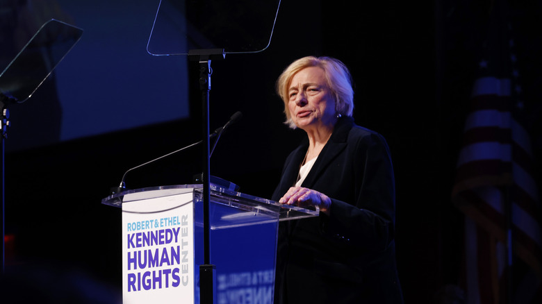 Maine Governor Janet Mills speaking at a podium