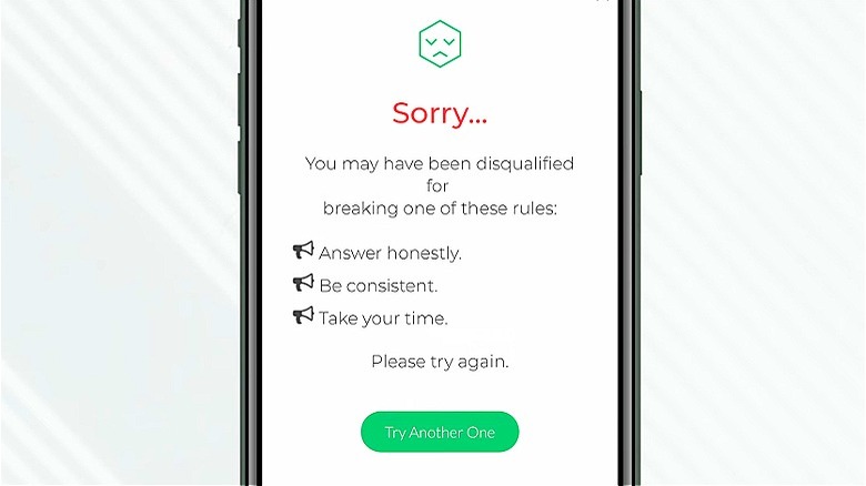 Survey Junkie disqualified screen