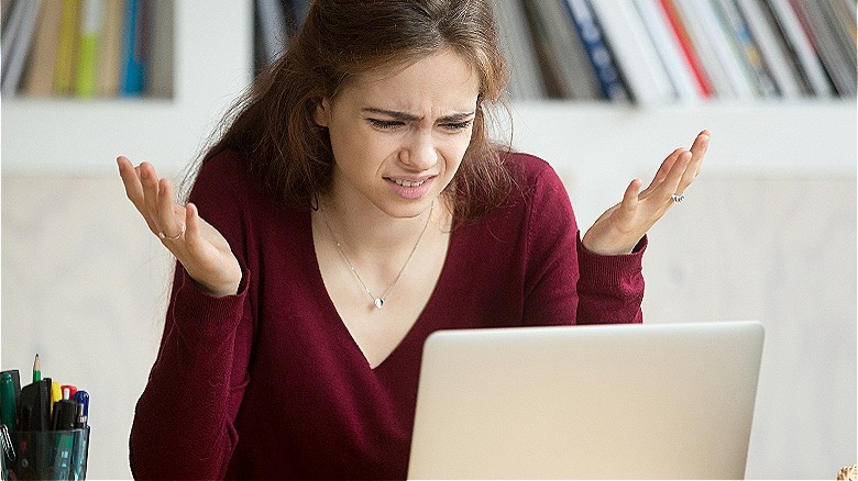 Person frustrated with website