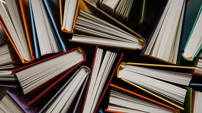 A series of open books