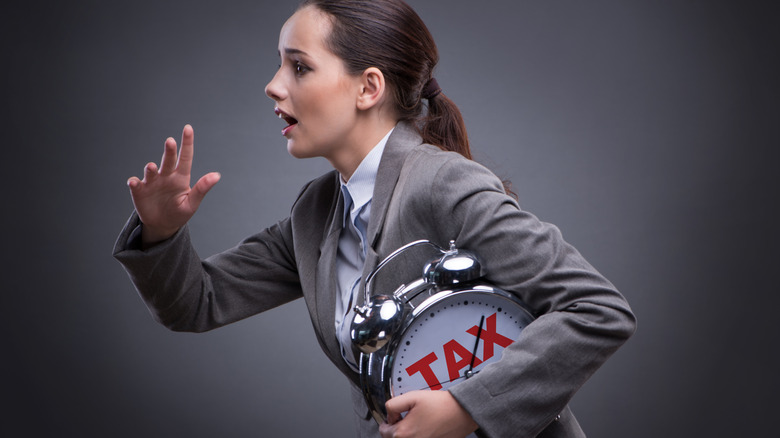 Business person late taxes concept
