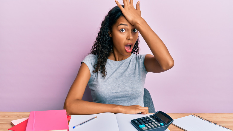 woman surprised math error