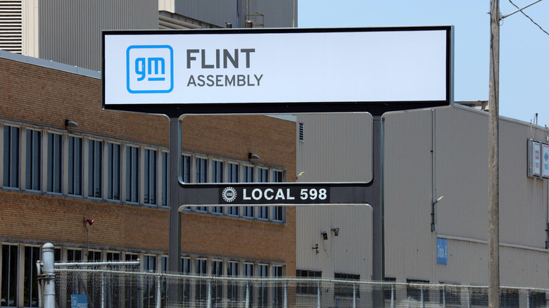 The exterior of the General Motors assembly plant.