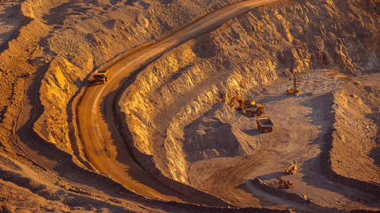overhead view of an open pit gold mind
