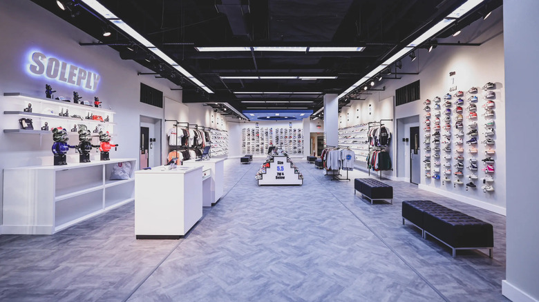 Interior of a Soleply shoe store