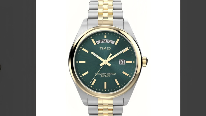 Timex men's Legacy Day-Date two-Ttone stainless steel bracelet watch
