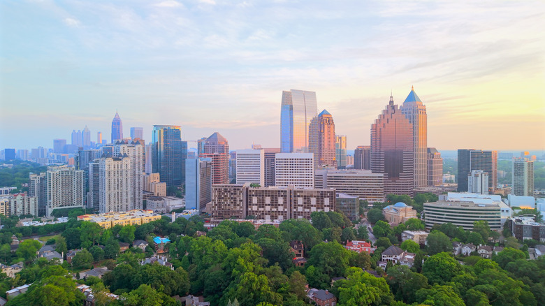 Aerial view of skyline in Atlanta, Georgia.