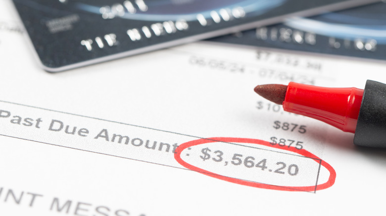 Credit card statement showing a past due amount