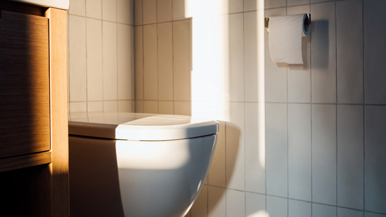 A modern toilet in a bathroom