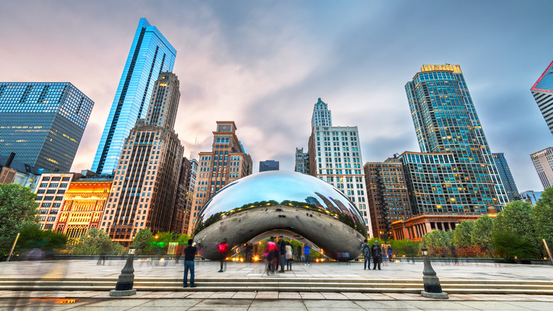Chicago millennium park and bean.
