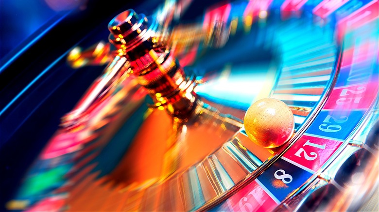 Roulette wheel in motion