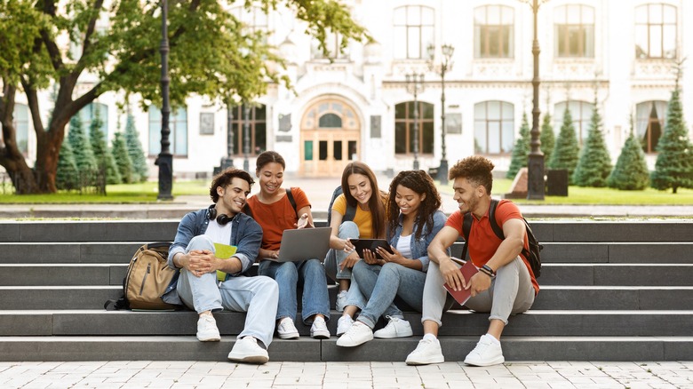 college students on steps