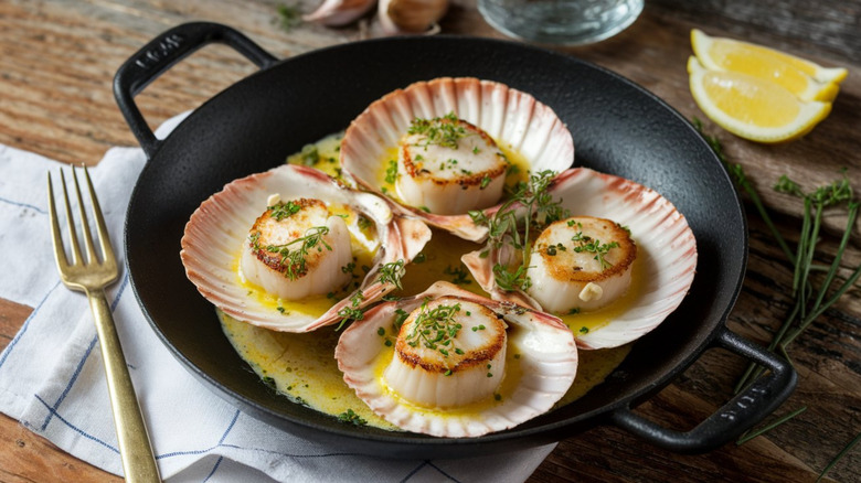 scallops on their shells