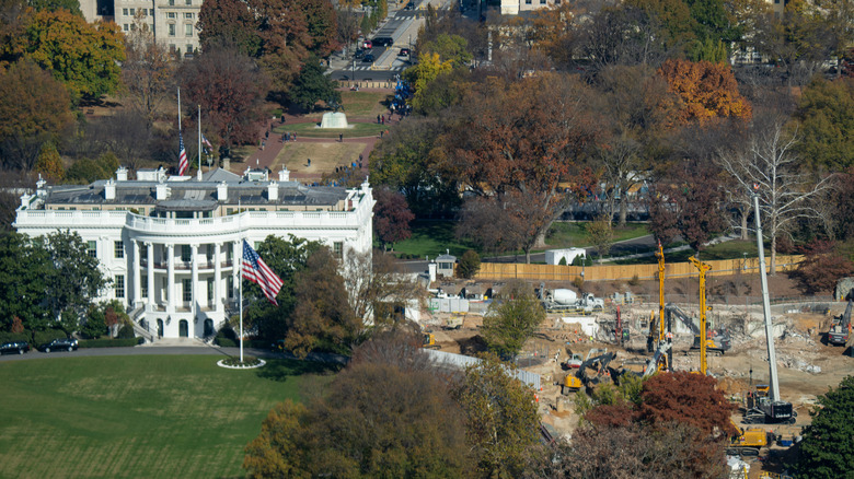 Aerial view of the demolition of the White House East Wing for a future ballroom.