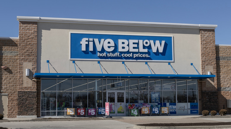 Exterior of a Five Below discount store