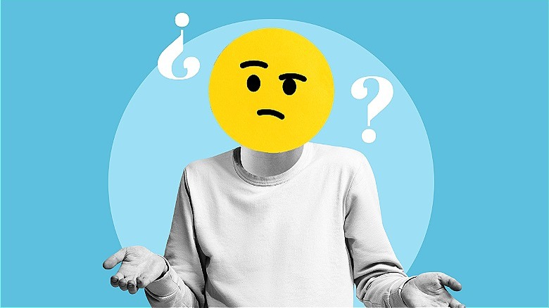 Person with confused smiley face