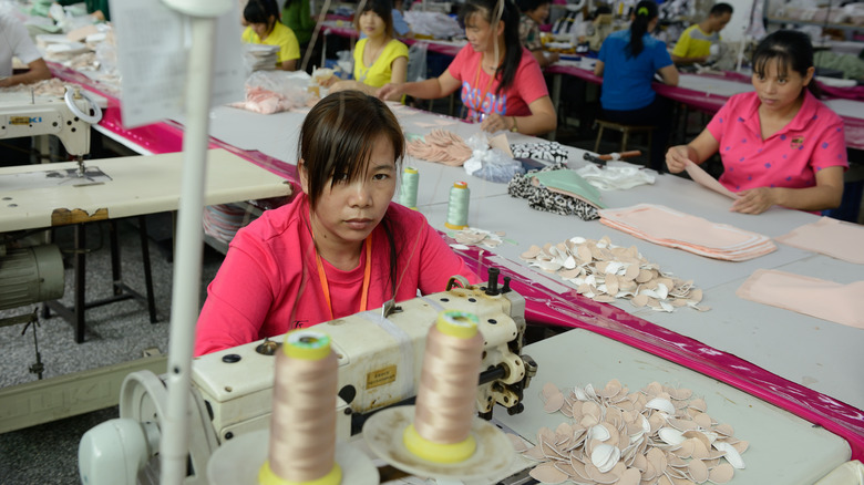 Sweatshop workers working