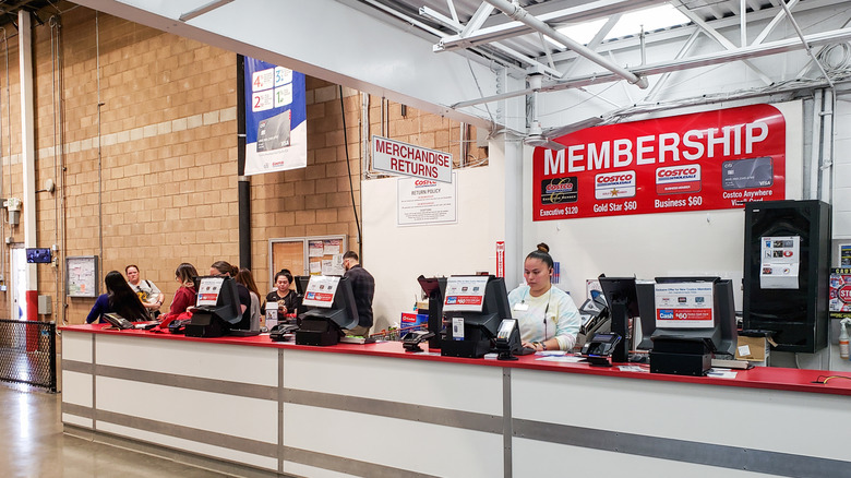 view of the membership counter at a local Costco store.