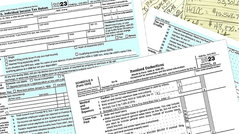 Tax paperwork and deductions form