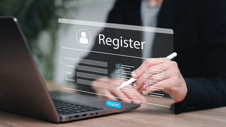Illustration of online registration on laptop