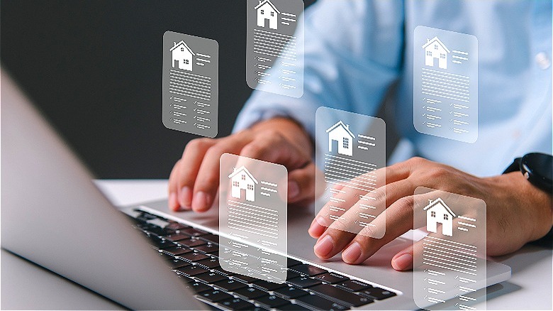 Person looking at homes for sale online