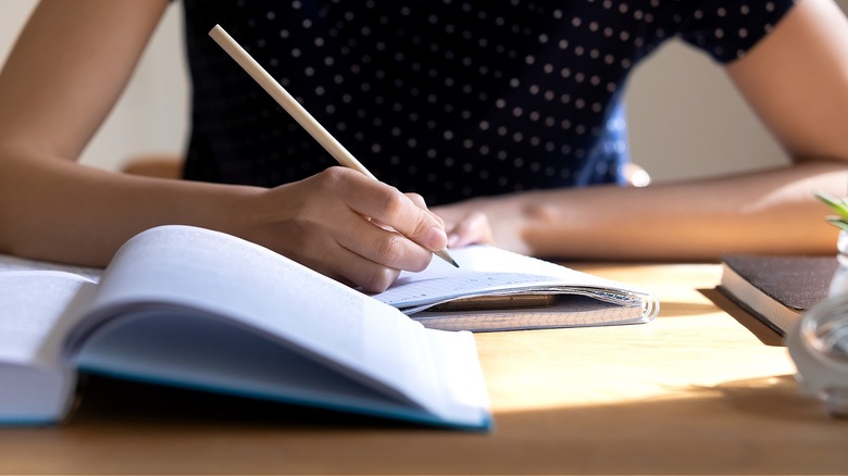 Student working on school work
