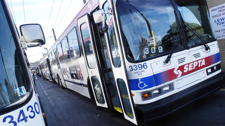 Parked SEPTA buses