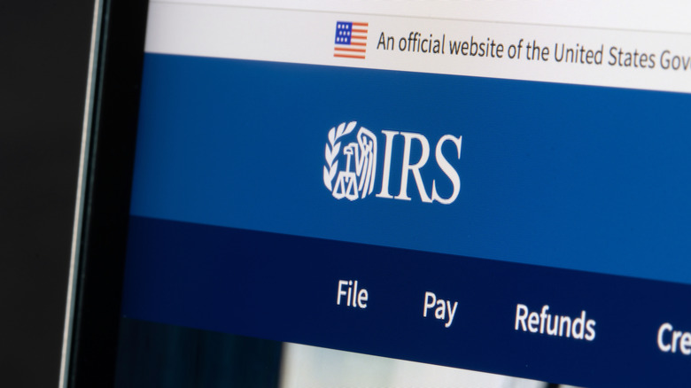 IRS website on computer screen