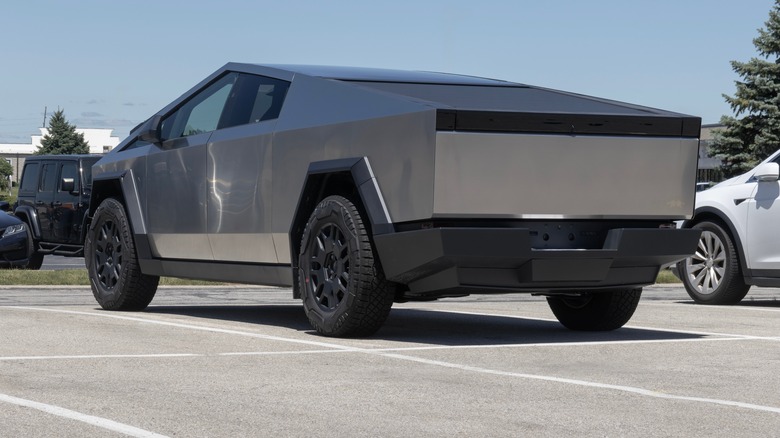 Tesla Cybertruck display at a dealership