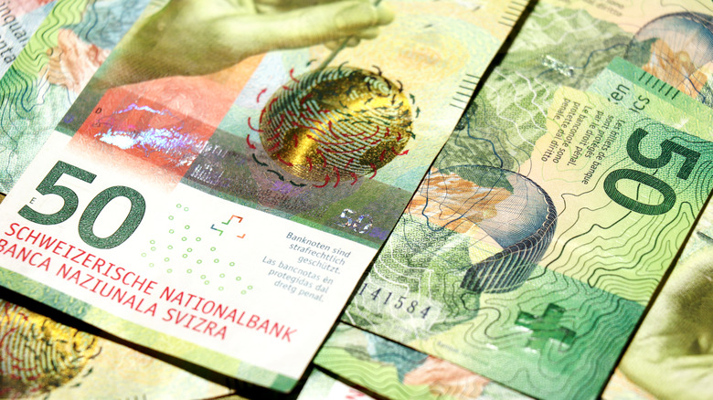 Swiss franc banknotes