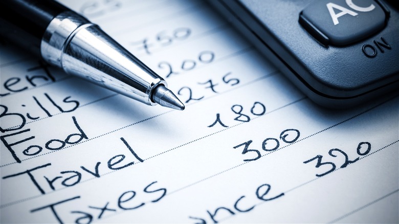 Expenditures in monthly household budget