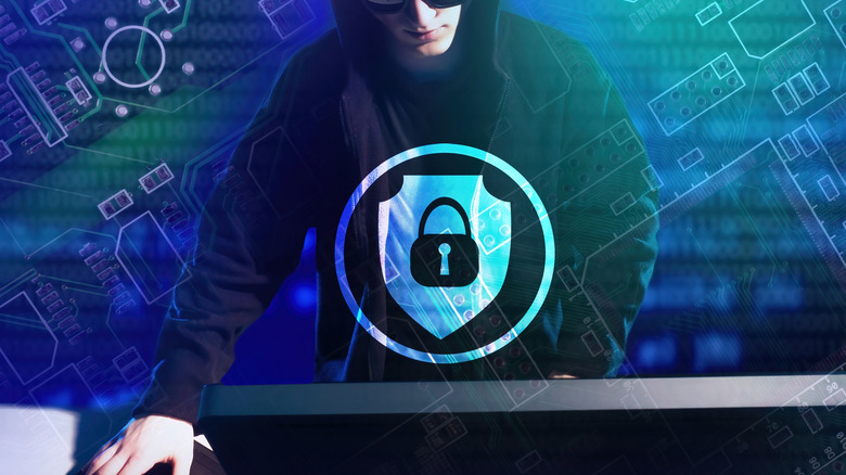cybercriminal and a lock symbol