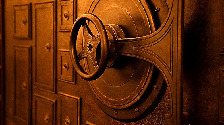 Bronze-colored vault closed and locked