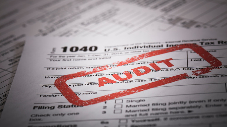 1040 form with audit stamp