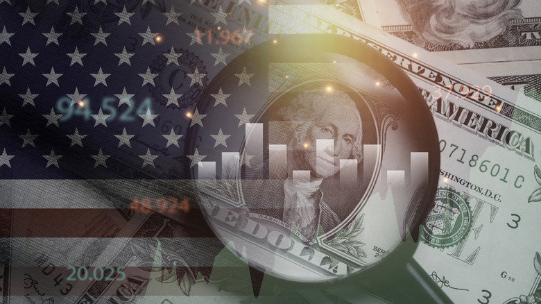U.S. flag and dollar bills